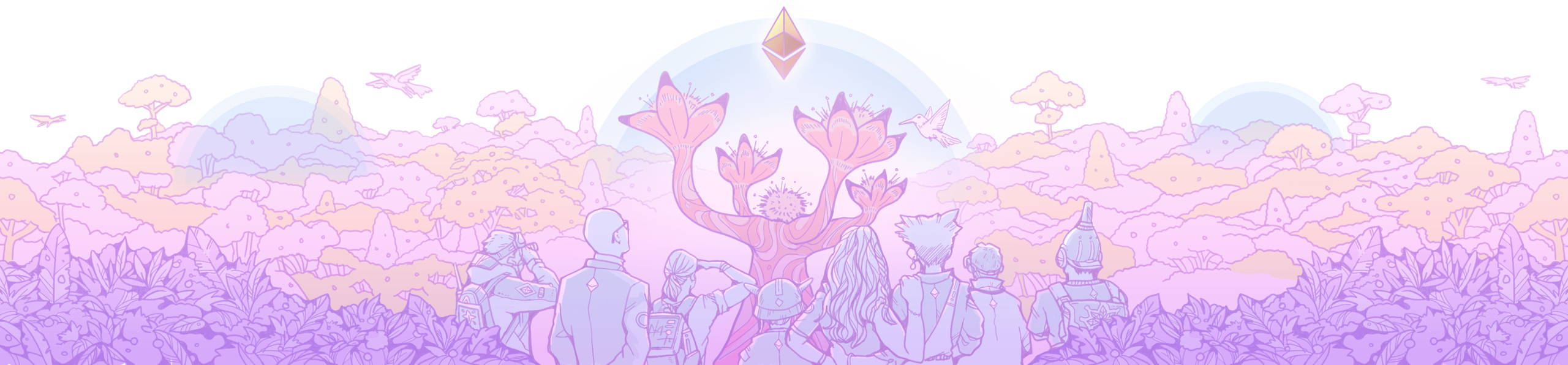 People gathered around the Ethereum tree
